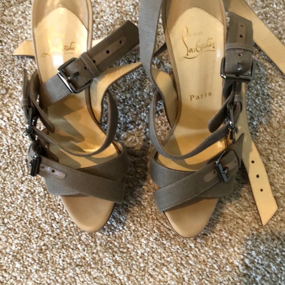 Christian Louboutin Tan Ankle Strap Sandals